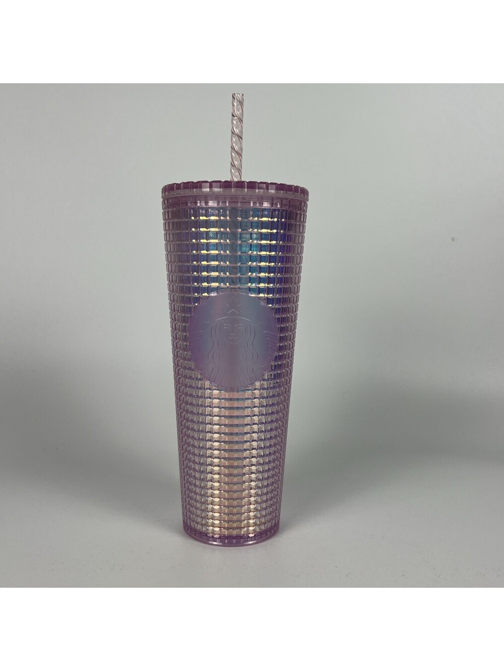 Starbucks 2021 Summer Pink and Blue Grid Kaleidoscope Venti Tumbler w/straw